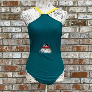 NWT Juicy Couture One Piece Halter Sexy Swimsuit Duck Green Swimwear Large